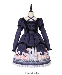 Gothic Lolita Dress Long Sleeve Original Candle Light Whisper Print Dress