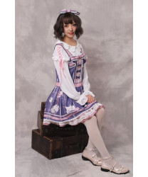 Sweet Lolita Dress JSK Original Autumn Letter Printed Chiffon Dress