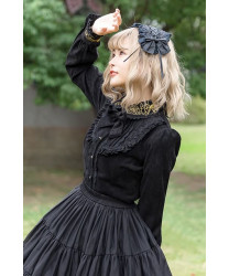 Gothic Lolita Blouse Original Vintage Corduroy Thickening Dark Blouse