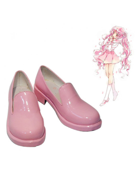 Vocaloid Sakura Miku Pink Leather Cosplay Shoes