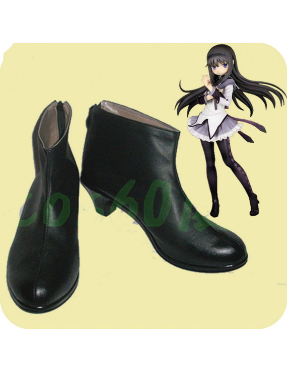 Puella Magi Madoka Magica Akemi Homura PU Leather Cosplay Boots