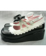 Classic Lolita Shoes Black Thick bottom cute bow princess shoes