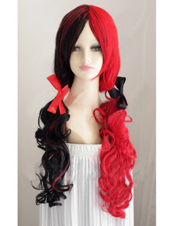 Batman Harley Quinn Wig Red and Black Synthetic Hair Party Wig