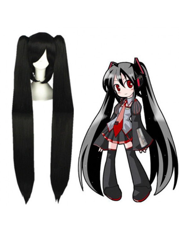 Vocaloid Zatsune Miku Black Synthetic Hair Cosplay Wig