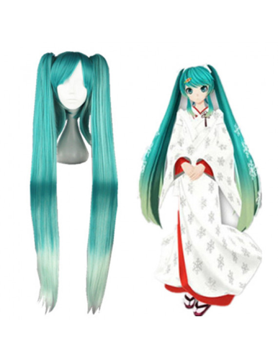 Vocaloid Snow Miku Aqua Blue Long Straight Ponytail Cosplay Wig