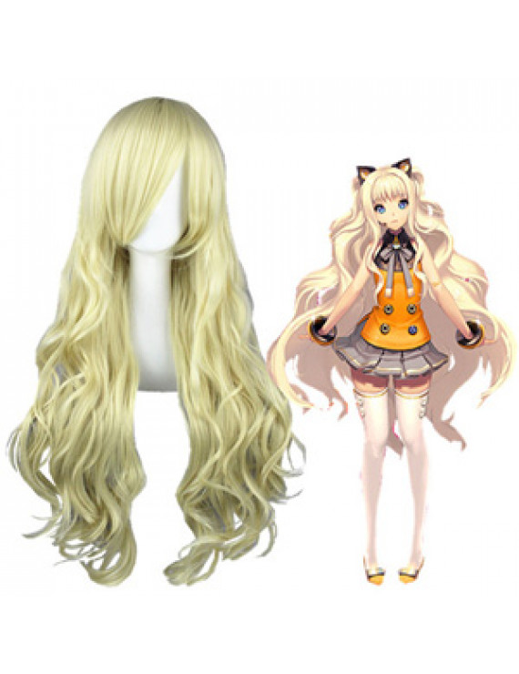 Vocaloid 3 Seeu Pale Gold Long Curly Synthetic Hair Cosplay Wig