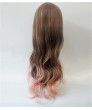 Popular Gray Pink Long Wavy Synthetic Hair Lolita Wig for Lady