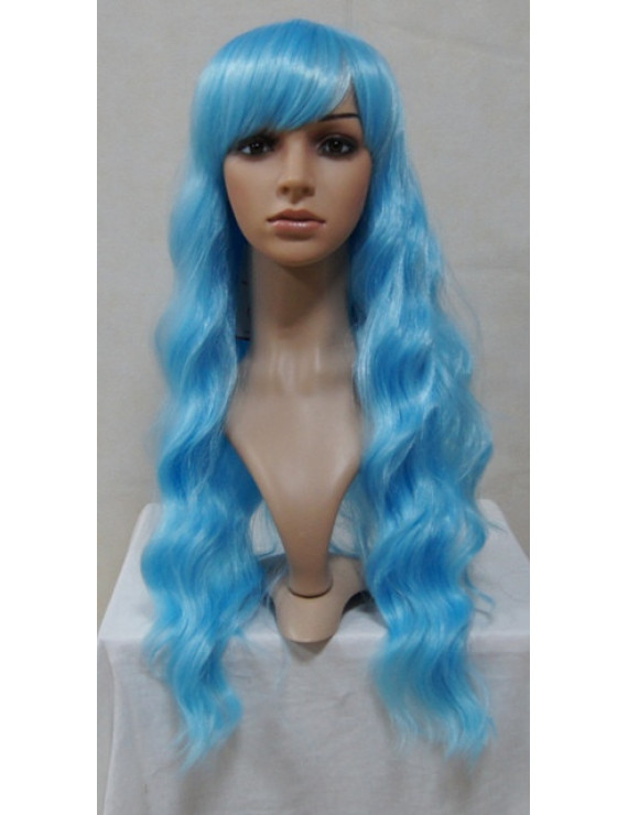 Blue Classic Lolita Wig Long Wavy Synthetic Hair Party Wigs