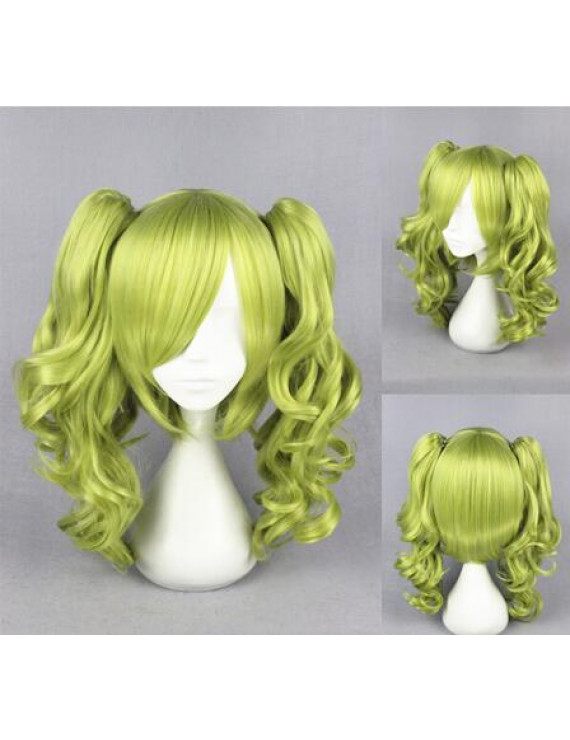 Unlight Sheri Peak Short Green Japan Anime Cosplay Wig + Two Ponytails