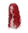Long Bright Red Curly Wave women Mera cosplay costume Wigs