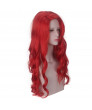 Long Bright Red Curly Wave women Mera cosplay costume Wigs
