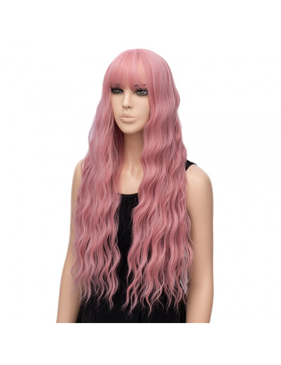 Lolita Wig Pink Long Curly Synthetic Hair Wig