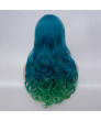 Lolita Wig Long wavy Blue Green Heat Resistant Fiber Synthetic Hair Wig