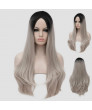 Lolita Daily Wig Black silvery Long Curly Lolita Gradient Wig