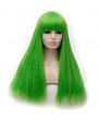 Cream Light Green Lolita Wig Long Straight Synthetic Hair Party Wig