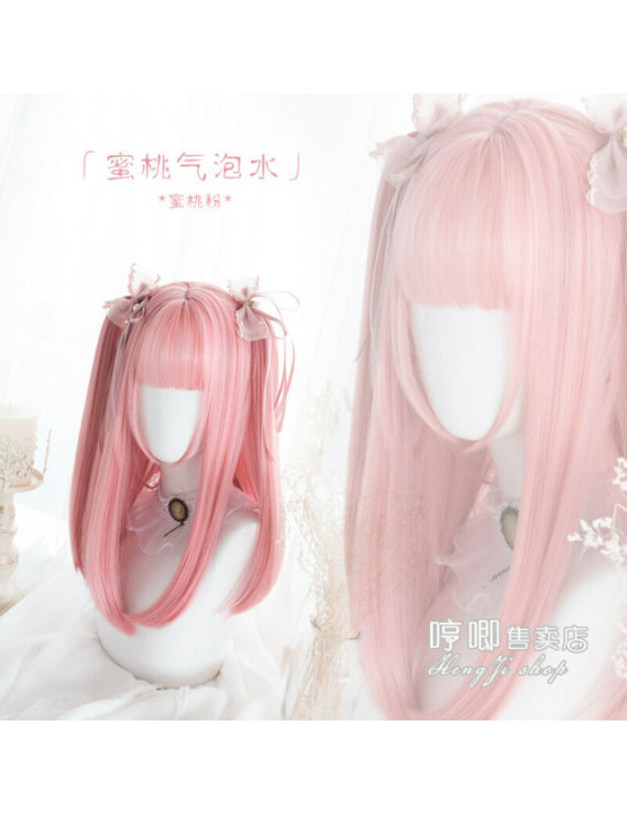 Sweet Lolita Wig Pink Long Straight Lolita Daily Wig for Maid