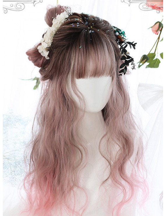 Classic Lolita Wig Meidum Length Roman Curly hair Cosplay Wig With Neat Bang