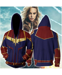 Avengers 4 Captain Marvel Carol Danvers 3D Sweatshirt Zip-Up Hoodie