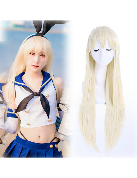 Kantai Collection Shimakaze Unicorn Heat Resistant Fiber Long Cosplay Wig 60 Cm