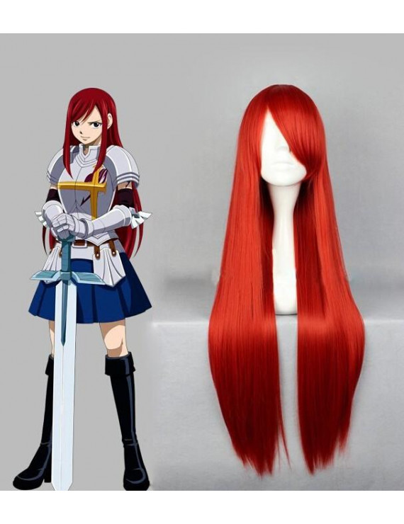 Fairy Tail Erza Scarlet Heat Resistant Fiber Red Anime Cosplay Wigs