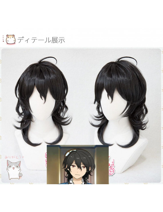 Ensemble Stars Sakuma Rei Long Wavy Black Anime Cosplay Wig