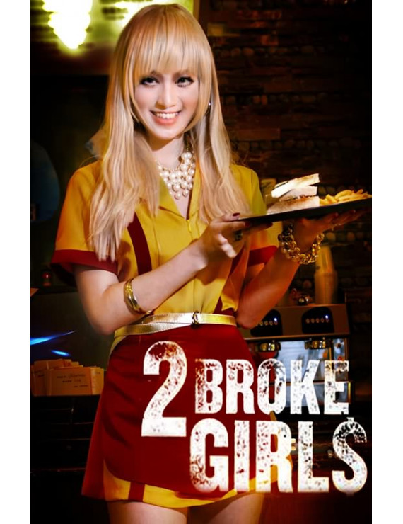 2 Broke Girls Caroline Light Blonde Long Synthetic Hair Cosplay Wig