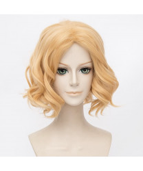 Heat Resistant Fiber Yellow Short Wavy Lolita Wig