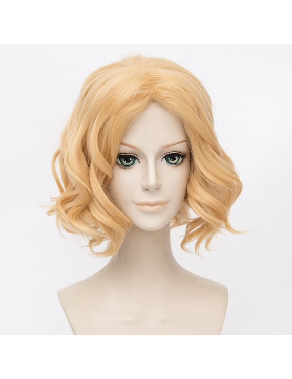 Heat Resistant Fiber Yellow Short Wavy Lolita Wig