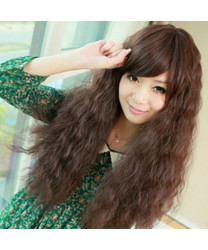 Heat Resistant Fiber Brown Long Curly Punk Lolita Wig 