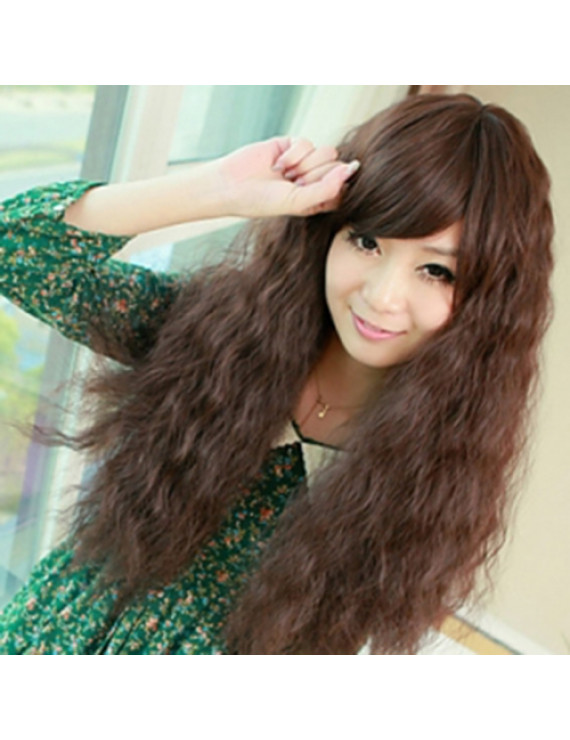 Heat Resistant Fiber Brown Long Curly Punk Lolita Wig 