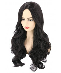 Heat Resistant Fiber Black Long Curly Cosplay Wig