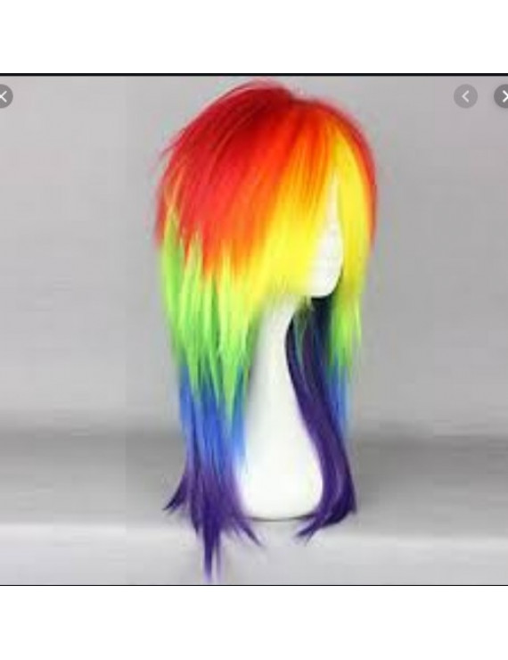 Heat Resistant Fiber Rainbow Long Straight Sweet Lolita Wig