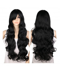 Heat Resistant Fiber Long Black Color Wavy Synthetic Hair Lolita Wig