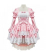 Princess Sweet Lolita Dress Female Dress Pink Long Sleeve Ankle Long Lolita Dress