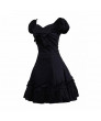 Gothic Lolita Dress Puff Short Sleeves Bow Lace Dress