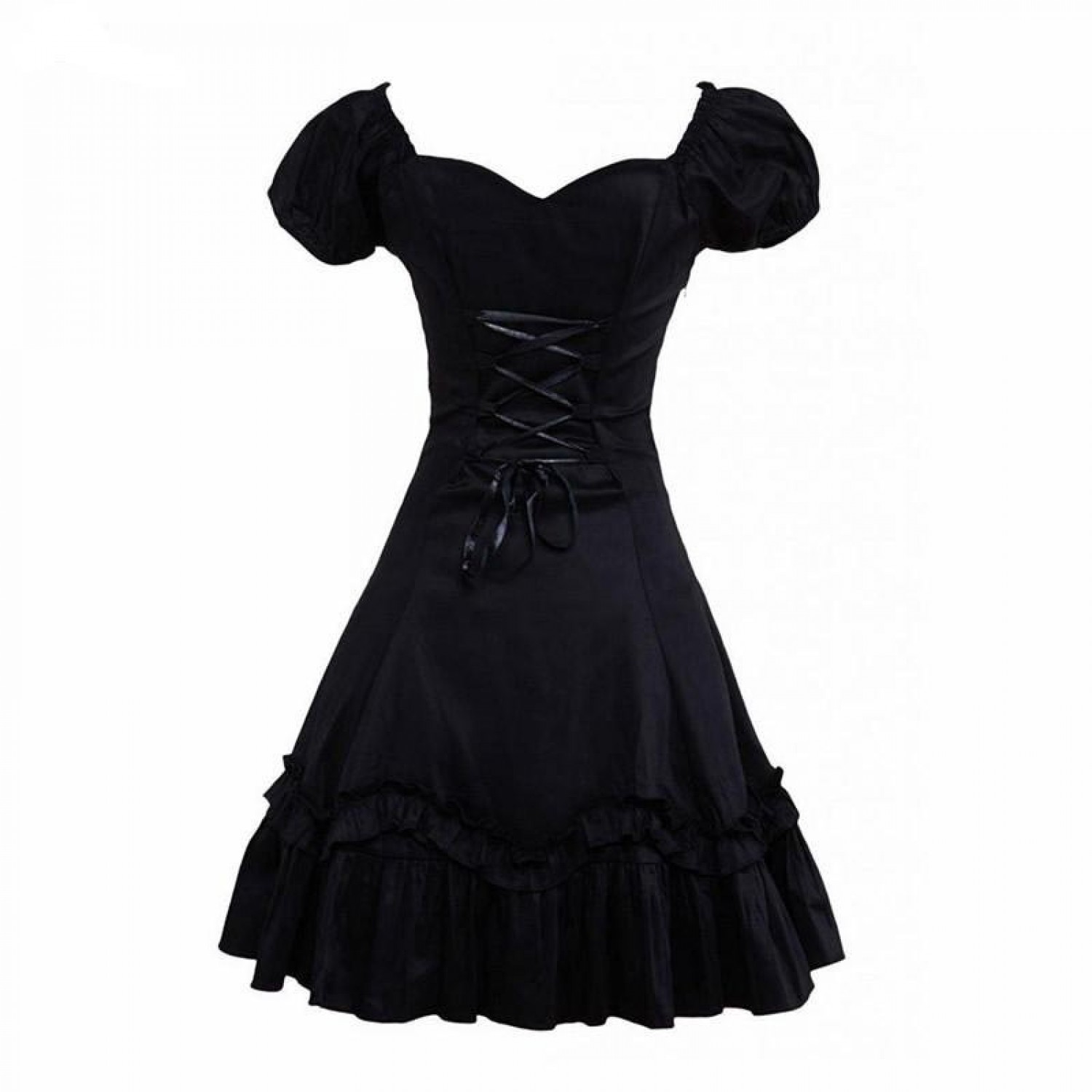 Gothic Lolita Dress Puff Short Sleeves Bow Lace Dress ( free shipping ...