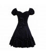 Gothic Lolita Dress Puff Short Sleeves Bow Lace Dress