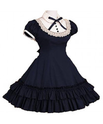 Gothic Lolita Gothic Ruffled Straps Slim Retro Strap Dress