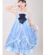 Marine Series Whale and Jellyfish Print Classic Lolita Blue Sling Dress