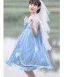 Marine Series Whale and Jellyfish Print Classic Lolita Blue Sling Dress