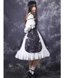 Chinese Style Black Printing Classic Lolita White Long Sleeve Dress