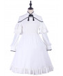 Chinese Style Black Printing Classic Lolita White Long Sleeve Dress