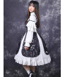 Chinese Style Black Printing Classic Lolita White Long Sleeve Dress