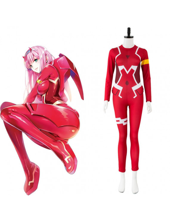 DARLING in the FRANXX Code 002 Zero Two Pilot Red Jumpsuit Cosplay Costume