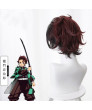 Kimetsu No Yaiba Kamado Tanjirou Red Brown Anime Cosplay Wig