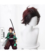 Kimetsu No Yaiba Kamado Tanjirou Red Brown Anime Cosplay Wig