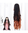 Demon Slayer Nezuko Kamado Gradient Long Curly Cosplay Wig