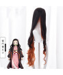Demon Slayer Nezuko Kamado Gradient Long Curly Cosplay Wig