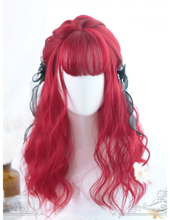 Red Long Curly Heat Resistant Fiber Sweet Lolita Wig