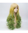 Heat Resistant Fiber Yellow and Green Long Wavy Lolita Wig
